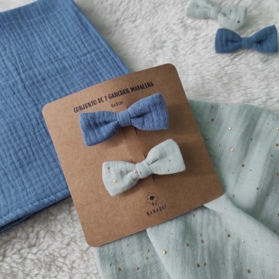 Conjunto 2 Ganchos Madalena - Azul e Verde Menta