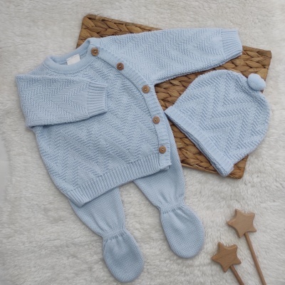 Conjunto de Malha Benedict - Azul Bebé