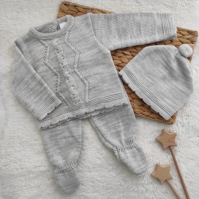 Conjunto de Malha Rafaelle - Cinza