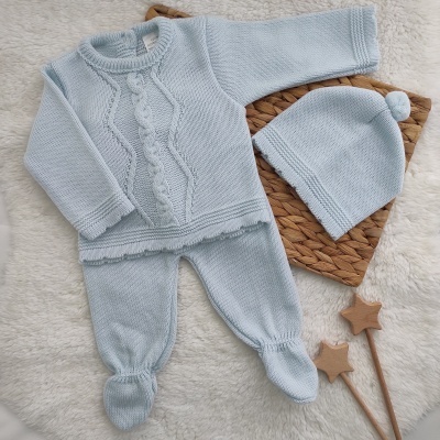 Conjunto de Malha Rafaelle - Azul Bebé