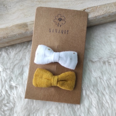 Conjunto 2 Ganchos Maria - Amarelo e Branco