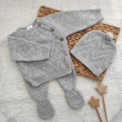 Conjunto de Malha Benedict - Cinza