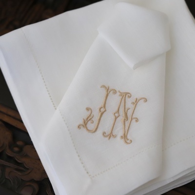 Conjunto de 4 GUARDANAPOs MONOGRAMA 1 OU 2 LETRAS FILIGRANA