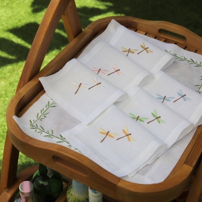 Conjunto de 6 Guardanapos de Cocktail Libélulas