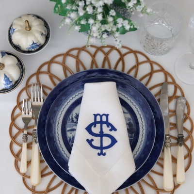 Conjunto de 4 GUARDANAPOs MONOGRAMA 2 LETRAS SOBREPOSTAS