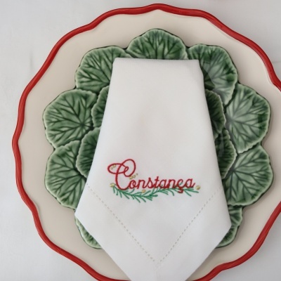 Guardanapo nome com bagas e folhinhas