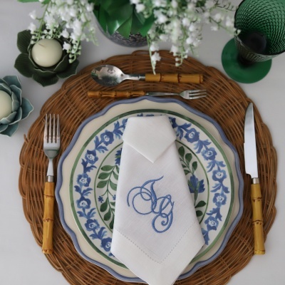 Conjunto de 4 Guardanapos Monograma 1 ou 2 Letras Clássicas III