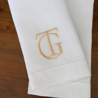 Conjunto de 4 Guardanapos Monograma 1 ou 2 Letras Simples