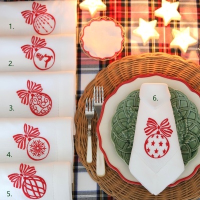 Guardanapo Bola de Natal com Laço às Riscas