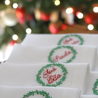 Conjunto de Individual Árvore de Natal e Guardanapo Coroa