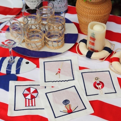 Conjunto de 4 Guardanapos de Cocktail Praia