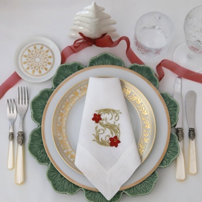 4 Guardanapos Monograma Flor do Natal
