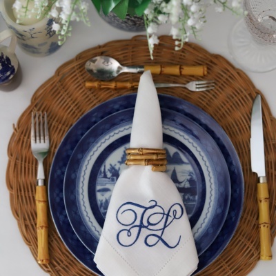 Conjunto de 4 Guardanapos Monograma 2 Letras Clássicas II