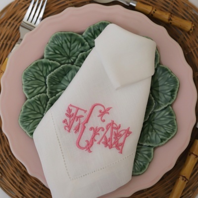 Guardanapo Monograma com 3 Letras Folhas