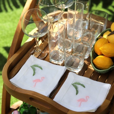 Conjunto de 4 Guardanapos de Cocktail Flamingo