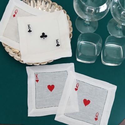 Guardanapos de Cocktail Naipes - Conjunto de 8 guardanapos