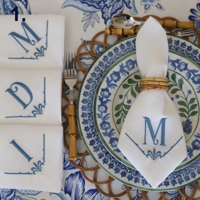 Conjunto de 4 Guardanapos Cantos com Monograma