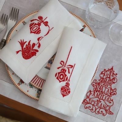 Guardanapo Bolas de Natal - Pack de 4