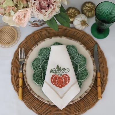 Conjunto de 4 Guardanapos Abóbora ou Romã