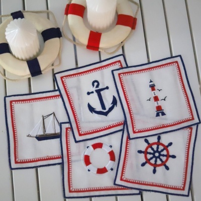Guardanapos de Cocktail Motivos Náuticos - Conjunto de 5 Guardanapos