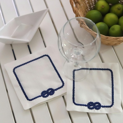 Conjunto de 4 Guardanapos de Cocktail Nó de marinheiro