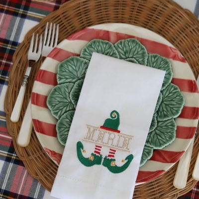 Conjunto de 4 Guardanapos Elfo com Nome, Palavra, ou Monograma