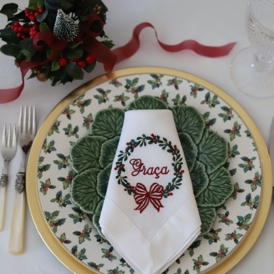 Guardanapo Coroa com Laço e Monograma ou Nome