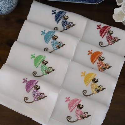 Guardanapo e Individual Macaco com Guarda-sol - Pack de 4 artigos