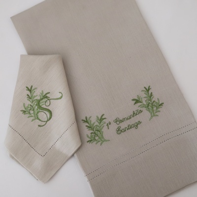 Toalha 1ª Comunhão com Ramos de Alecrim