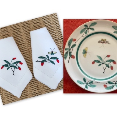 Conjunto de 4 Guardanapos Flores Famille Verte