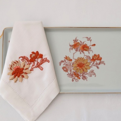 Conjunto de 4 Guardanapos Flor Iris