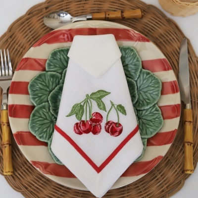 Conjunto de 4 Guardanapos Cerejas