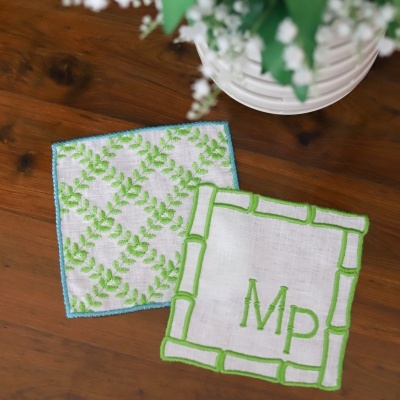 Conjunto de 4 Guardanapos de Cocktail Folhas e Bambu