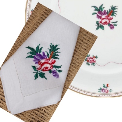 Conjunto de 4 Guardanapos Flor Sílvia