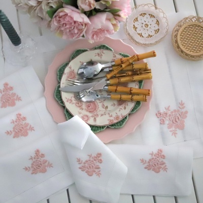 Conjunto de 4 Guardanapos Peónia Rosa