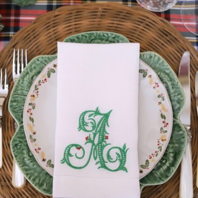 Conjunto de 4 Guardanapos 1 Letra Azevinho