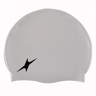 Touca de natação cinzenta com desenho preto