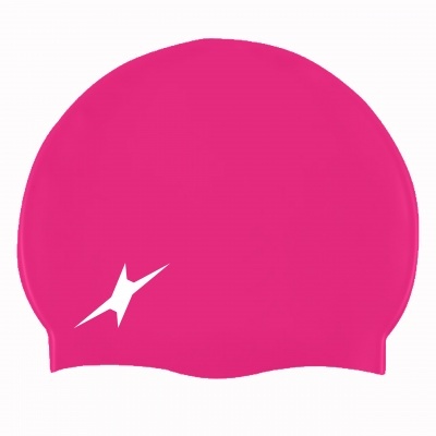 Touca de natação fúcsia com logo branco