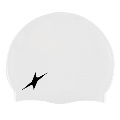Touca de natação branca com símbolo preto