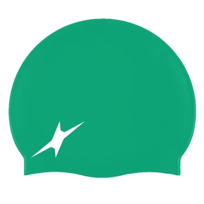 Touca de natação verde com símbolo branco