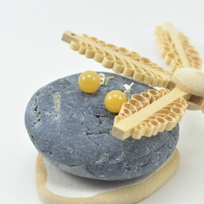 Brincos Bola Calcita com fecho em PRATA Brincos Bola Calcita com fecho em PRATA