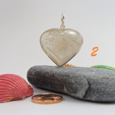 Pendente Coração em prata com Quartzo Rutilado