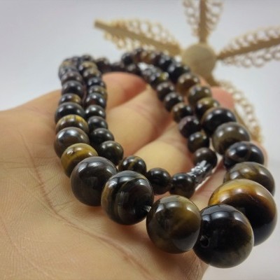 Colar clássico de bolas de Olho de Tigre Colar clássico de bolas de Olho de Tigre