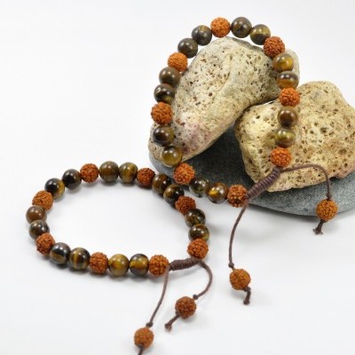 RudraBela Pulseira Rudraksha com Olho de Tigre RudraBela Pulseira Rudraksha com Olho de Tigre