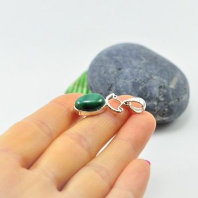 Pendente em Prata com Malaquita "Modelo Arpa" Pendente em Prata com Malaquita "Modelo Arpa"