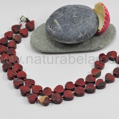Colar Corações de Jaspe Vermelho Colar Corações de Jaspe Vermelho