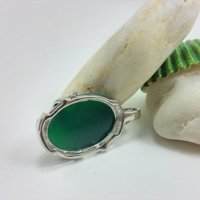 Pendente Oval de Ágata Verde com Zircónias