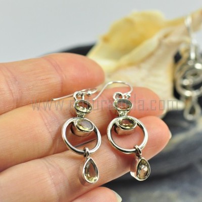 Brincos em prata com Citrino Brincos em prata com Citrino