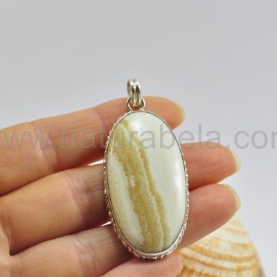 Pendente em prata Corações Oval de Ágata Rendada Pendente em prata Corações Oval de Ágata Rendada