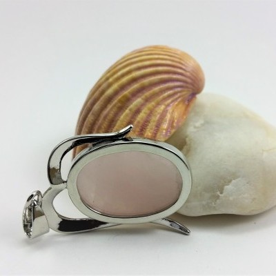 Pendente ovalado com quartzo rosa Pendente ovalado com quartzo rosa